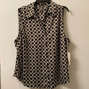 Worthington Women’s Geo Print Sleeveless Blouse
